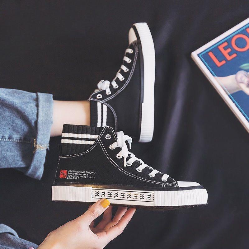 High-top Canvas Shoes for Women Korean Version Platform Shoes Spring Versatile Casual Shoes