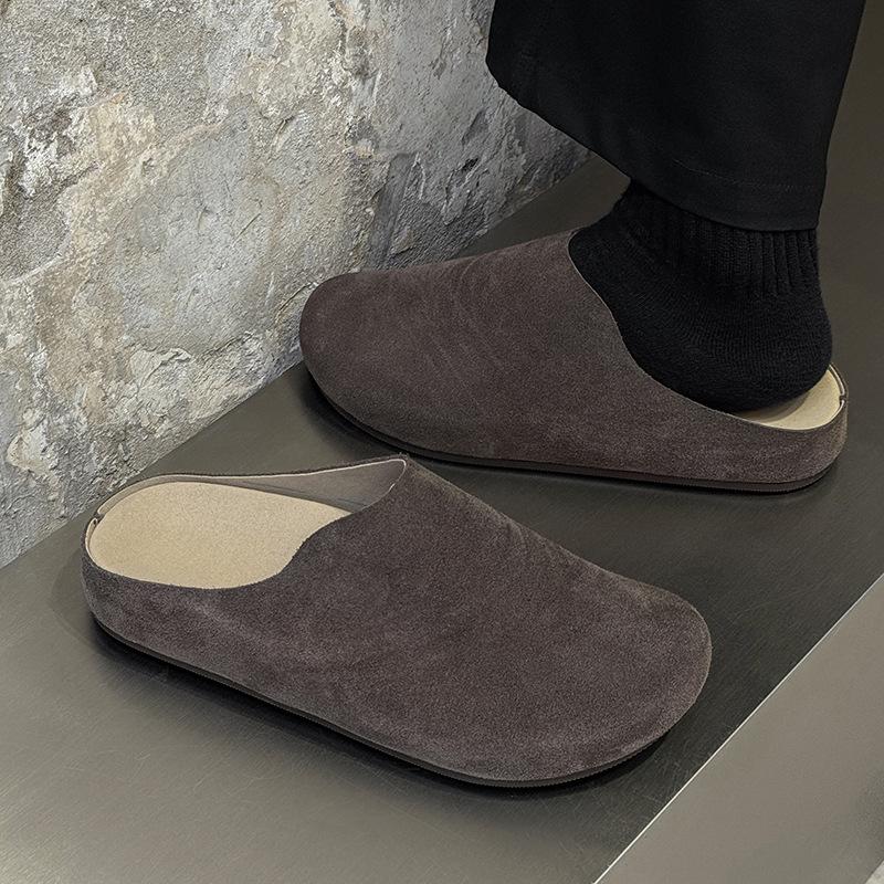 Baotou slippers spring and summer wear 2025 lazy one pedal super fire half tray 17093 olive green, brown -J