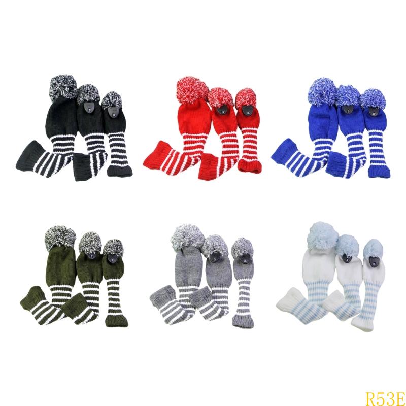 3pcs Golf Club Head Cover Knitted Styles Headcover Leisure Styles Golf Cover for Driver Protection and Longevity