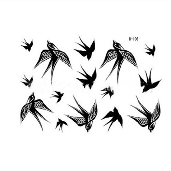 

1 шт. тату-наклейки тренд тату-наклейки ласточка 15 картинок размера ласточки чёрный