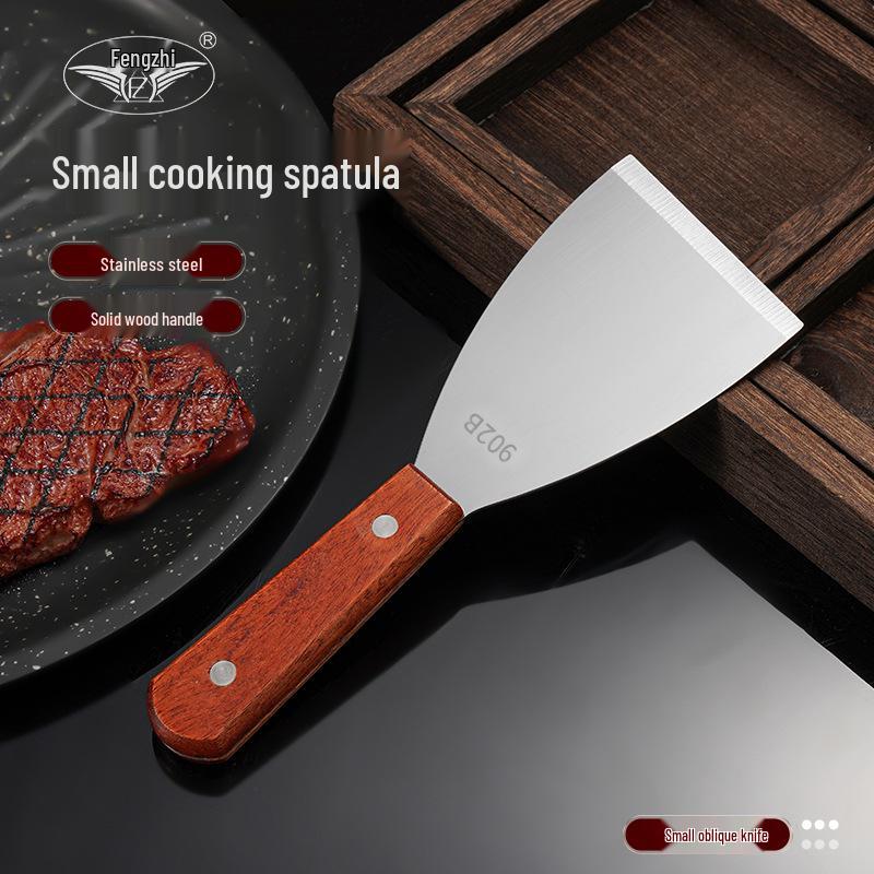Large Stainless Steel Cooking Spatula with Wooden Handle – Beveled Edge for Steak, Barbecue, Baking, and Pancakes