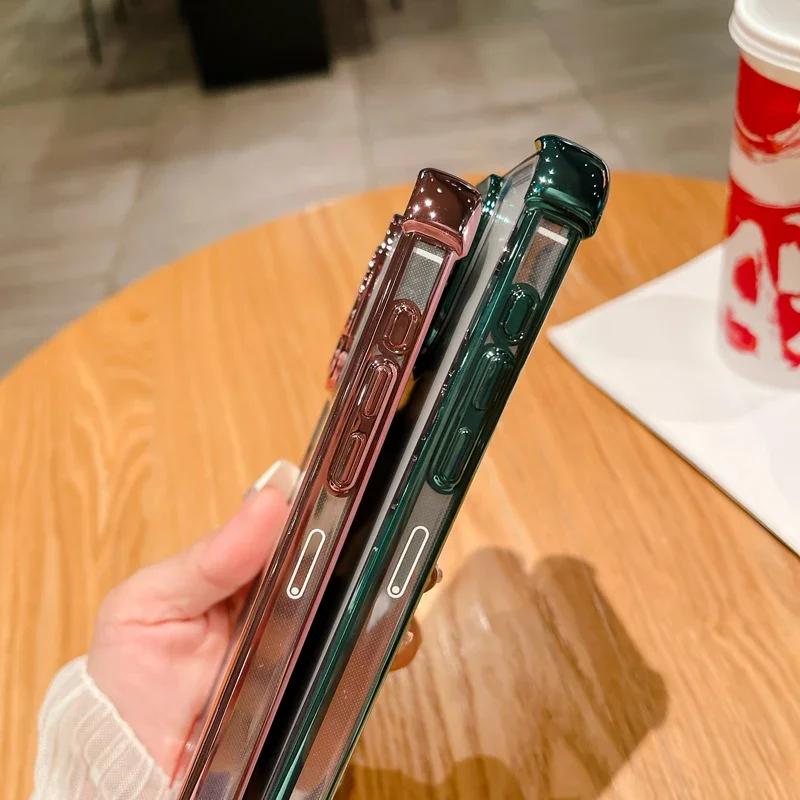 Electroplated Clear Air Bag Protection Lens Film Clear Case For  iPhone 15 14 13 12 11 Pro Max Plus XS XR Transparent Cover