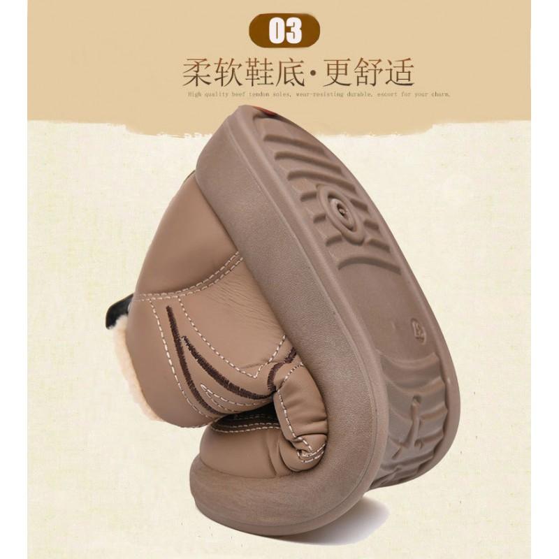 Womens Winter Warm Fleece-Lined Slip-Resistant Cotton Shoes Non-Slip Rubber Sole Comfortable Casual Boots