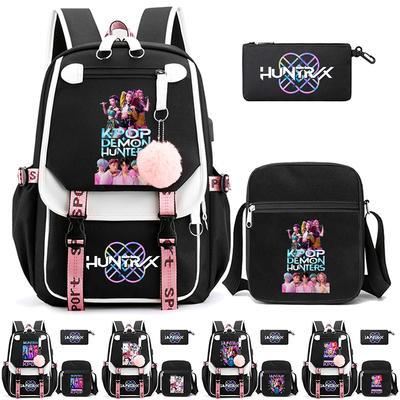 3 Stück/Set Anime Cartoon Kpop Dämonenjäger Bedruckter Rucksack mit Umhängetasche für Teenager Schüler Mädchen Junge Schultasche Große Kapazität Reisetasche Kindergeschenk
