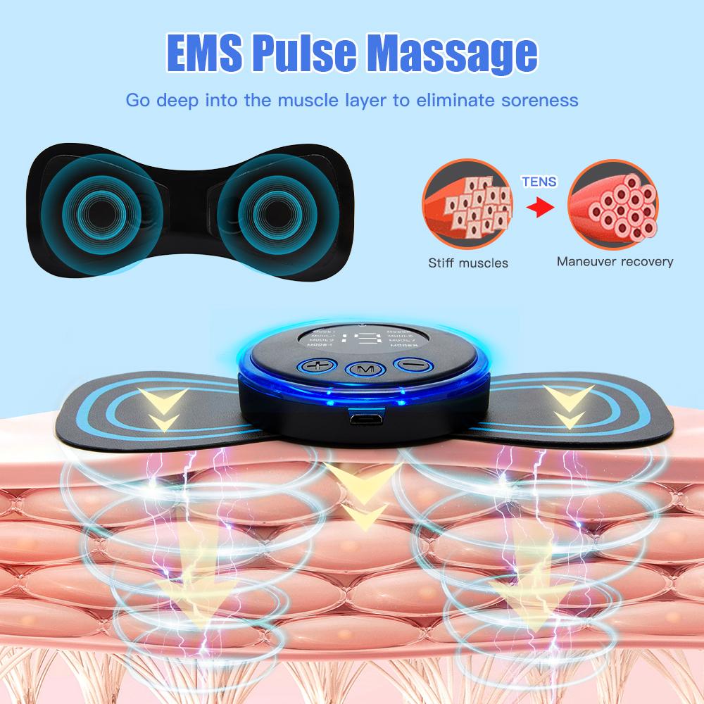 Portable 8 Mode EMS Cervical Vertebra Massage Patch Neck Rechargeable Massager for Muscle Pain Relief Cervical Massage