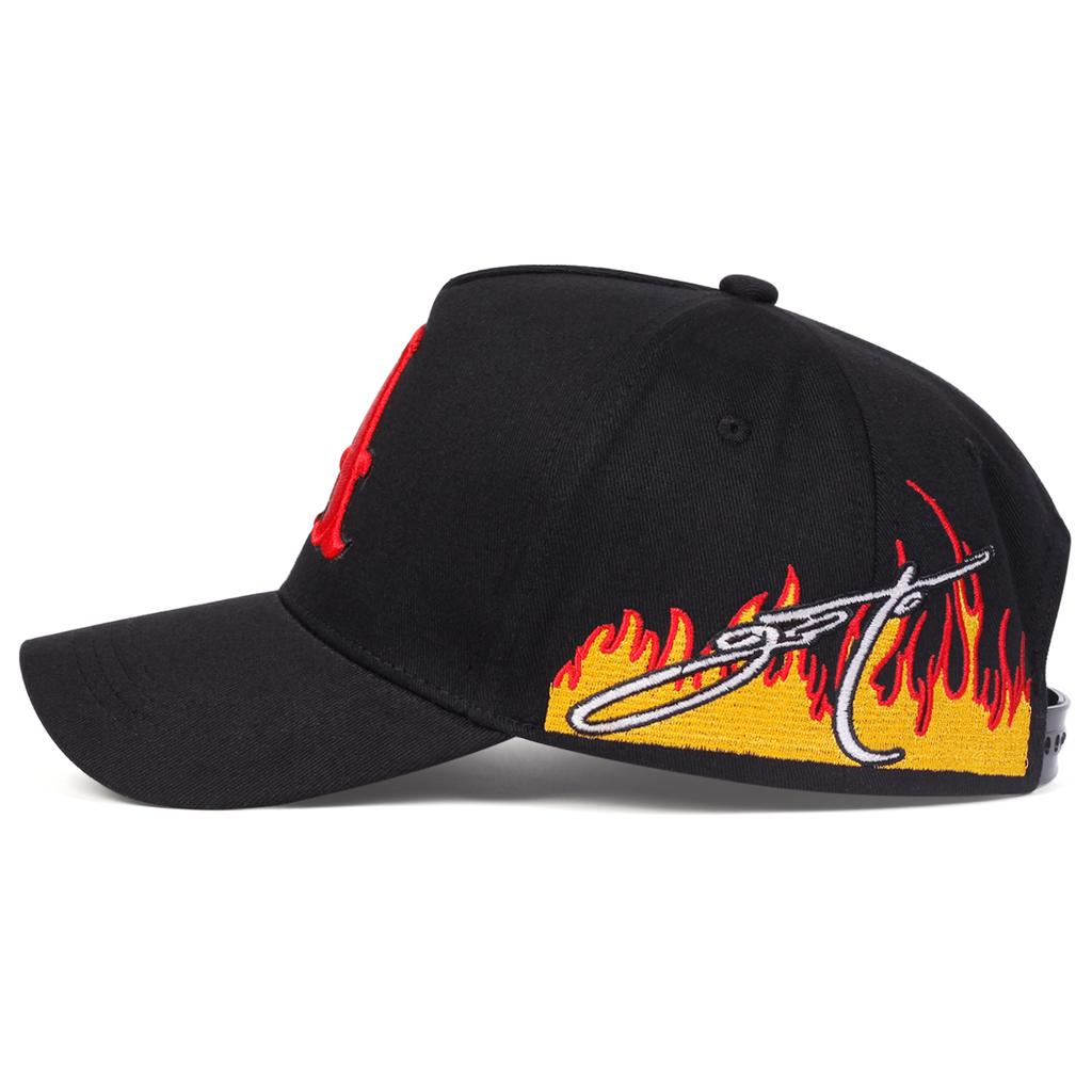 Men Letter A Embroidered Side Flame Five-faced Hat Baseball Cap Outdoor Adjustable Sunscreen Leisure Hat Spring Autumn Travel Tourism Beach Vacation