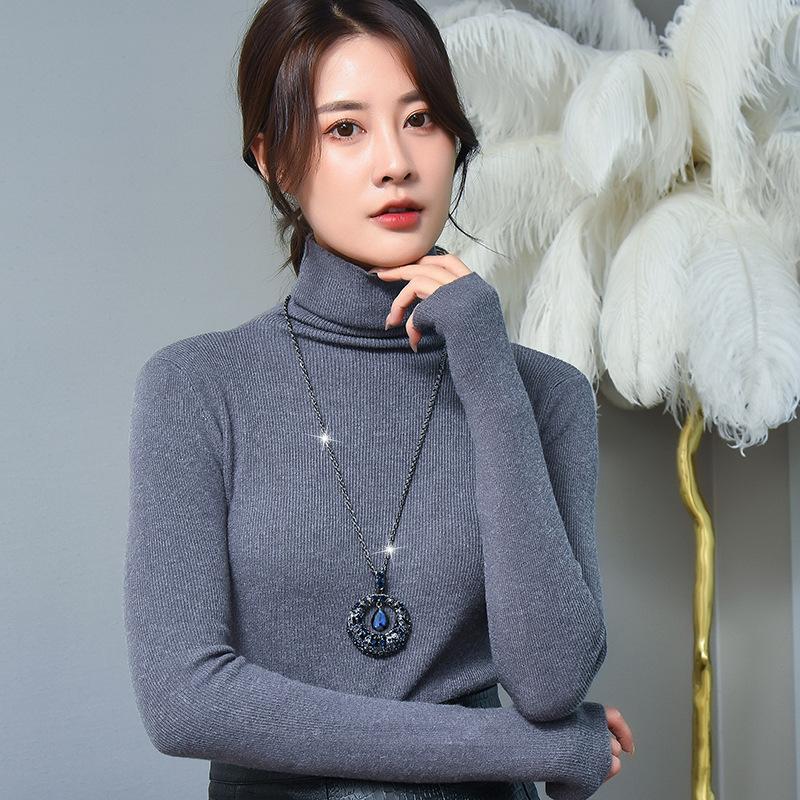 Niebieskie Kropelki Wody Okrąg Długi Łańcuszek Naszyjniki dla Kobiet Vintage Kryształowe Geometryczne Naszyjniki Biżuteria Collier Femme Prezent na Imprezę
