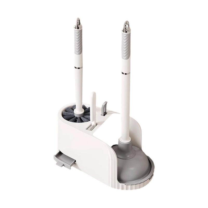 Angle Reach Bathroom Cleaning Brush Wall Mounted Long Handle Durability Plastic For Hygienic Maintenance серый