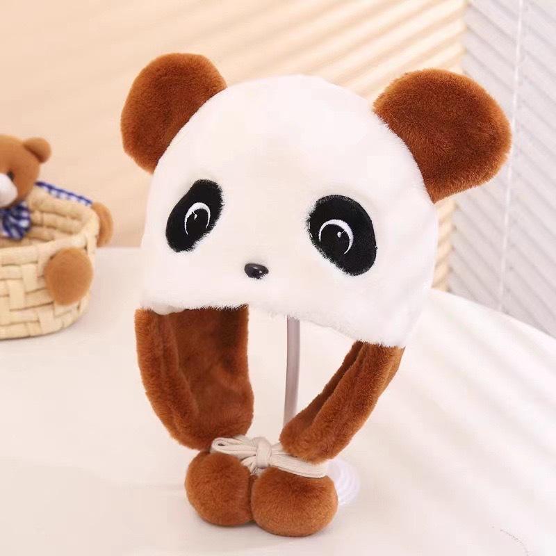 Winter children's hat cute cartoon panda plush hat boys and girls thick warm ear protection hat baby headband hat