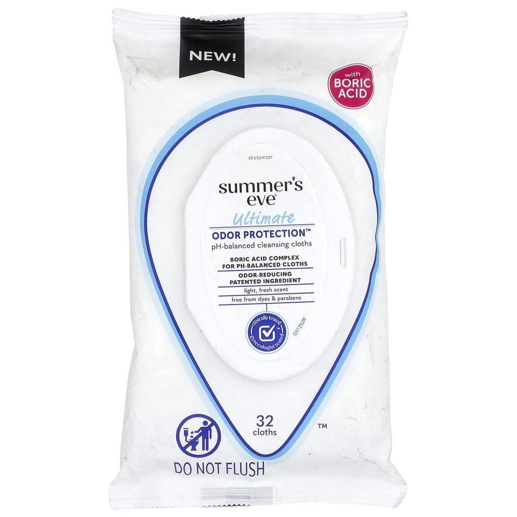 Summer's Eve Ultimate Odor Protection™, Mildly Acidic Cleansing Wipes, Light Fresh, 32 Wipes
