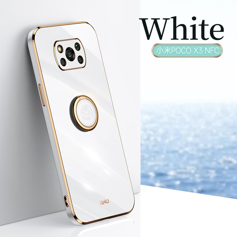

Противоударный силиконовый чехол с кольцом-держателем для Xiaomi POCO X3/X3 NFC/X3 Pro, чехол для телефона белый