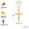 CZ Cross of Jesus Christ Crucifix Pendant Necklace, Figaro Chain Adjustable, Women Catholic Jewelry