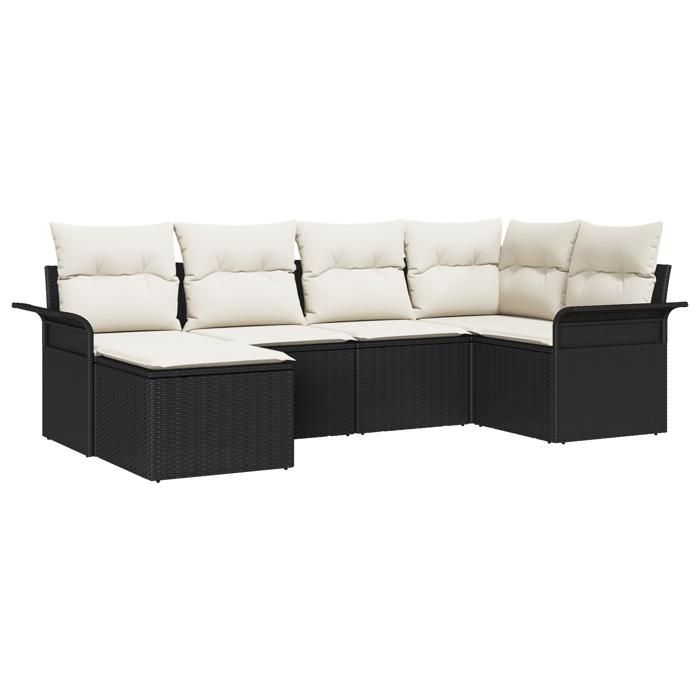 VidaXL Ensemble de canapé de jardin 6 pièces avec coussins Noir Rattan Poly 3345427