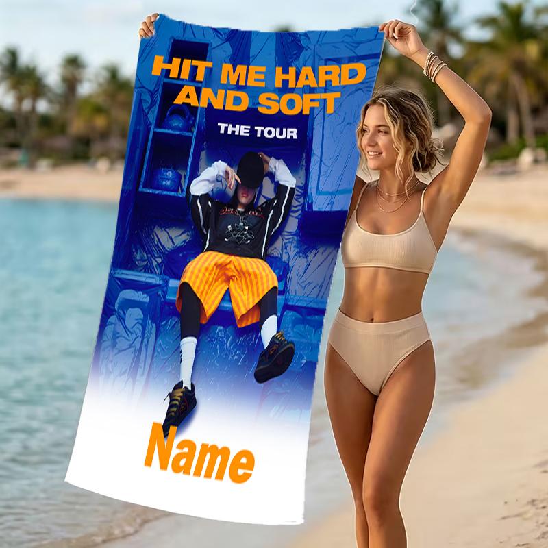 Customizable personalized beach towels Billie Eilish themed designs.Suitable for the beach, yoga, sports;ideal as beach accessories