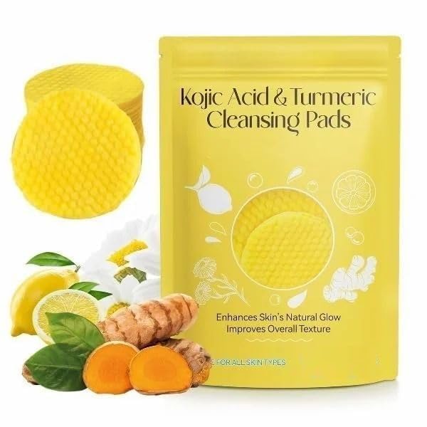 Blikiz® Kurkuma Reinigingspads voor Donkere Vlekken & Huidverheldering | Vitamine C & B5 met Kamille | Schuimende Exfoliërende Gezichtspads | Diepe Reiniging, O