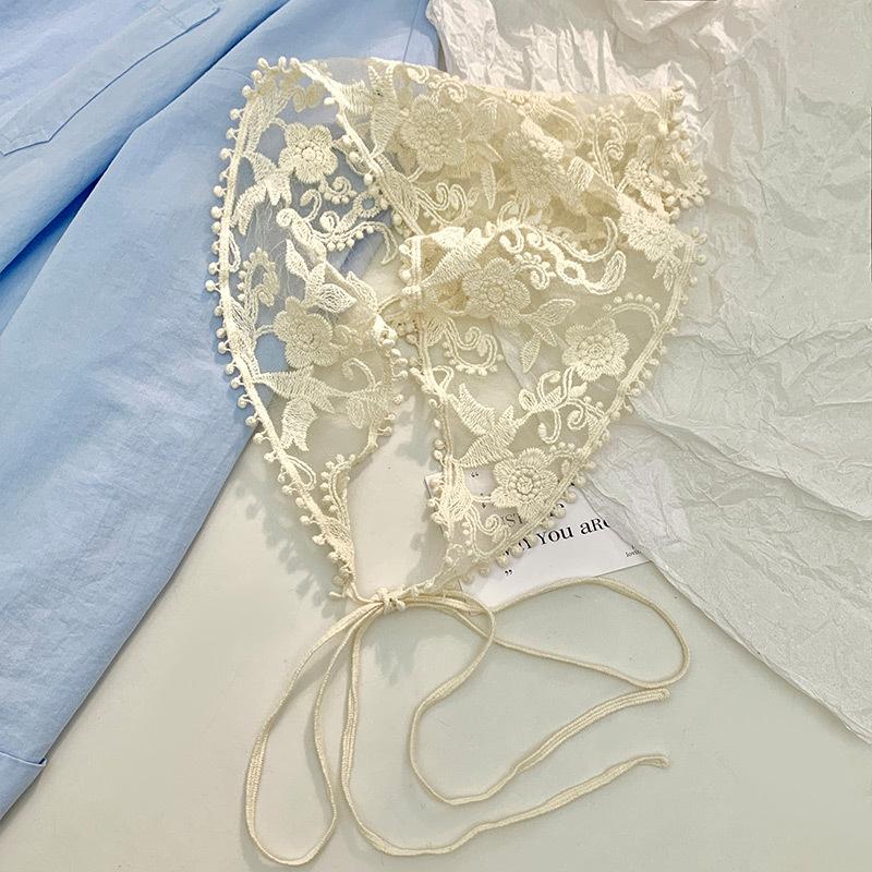 

Летний сладкий ретро кружевной шарф для волос женский пасторальный стиль треугольный тюрбан повязка на голову