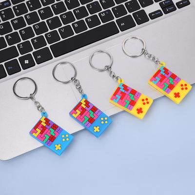 PVC Zachte Sleutelhanger Tetris Spelconsole Decoratieve Rugzak Hanger