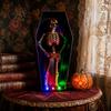 Automatic Dancing Skeleton Halloween in Casket, Light Up Musical Toy with Desktop Decoration LED Lights, Spooky Animated Decor, Party Haunted