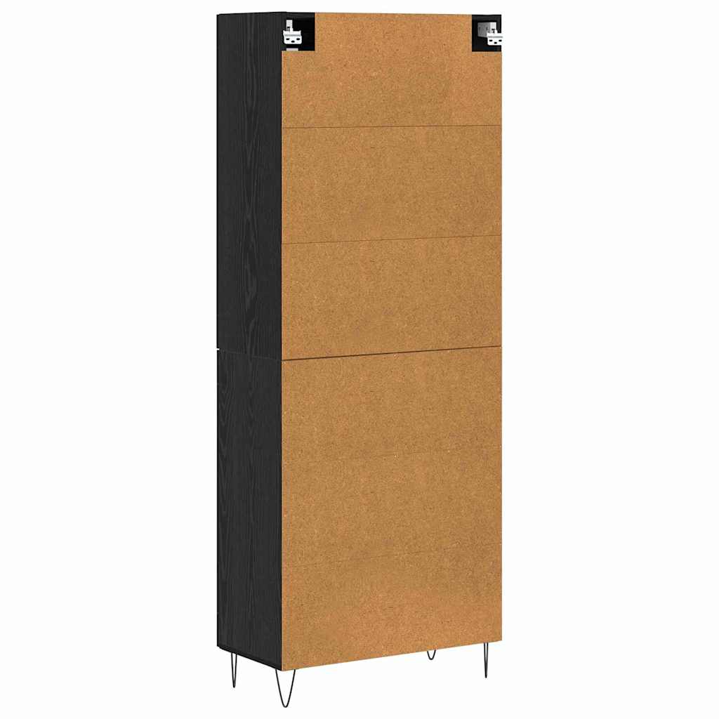 Highboard in Black Oak Look 69.5 x 34 x 180 cm Particleboard
