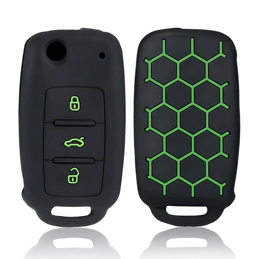 Silicone Car Key Case Key Cover For VW UP Polo Golf 6 Passat B5 Touran Caravelle Jetta Caddy Touareg For Skoda Fabia Octavia A5