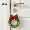 Small Fabric Decorations for Home Mini Christmas Wreath Ornament, Hanging Decoration with Plaid Bow And Atmosphere Metal Bells, Handmade Plush