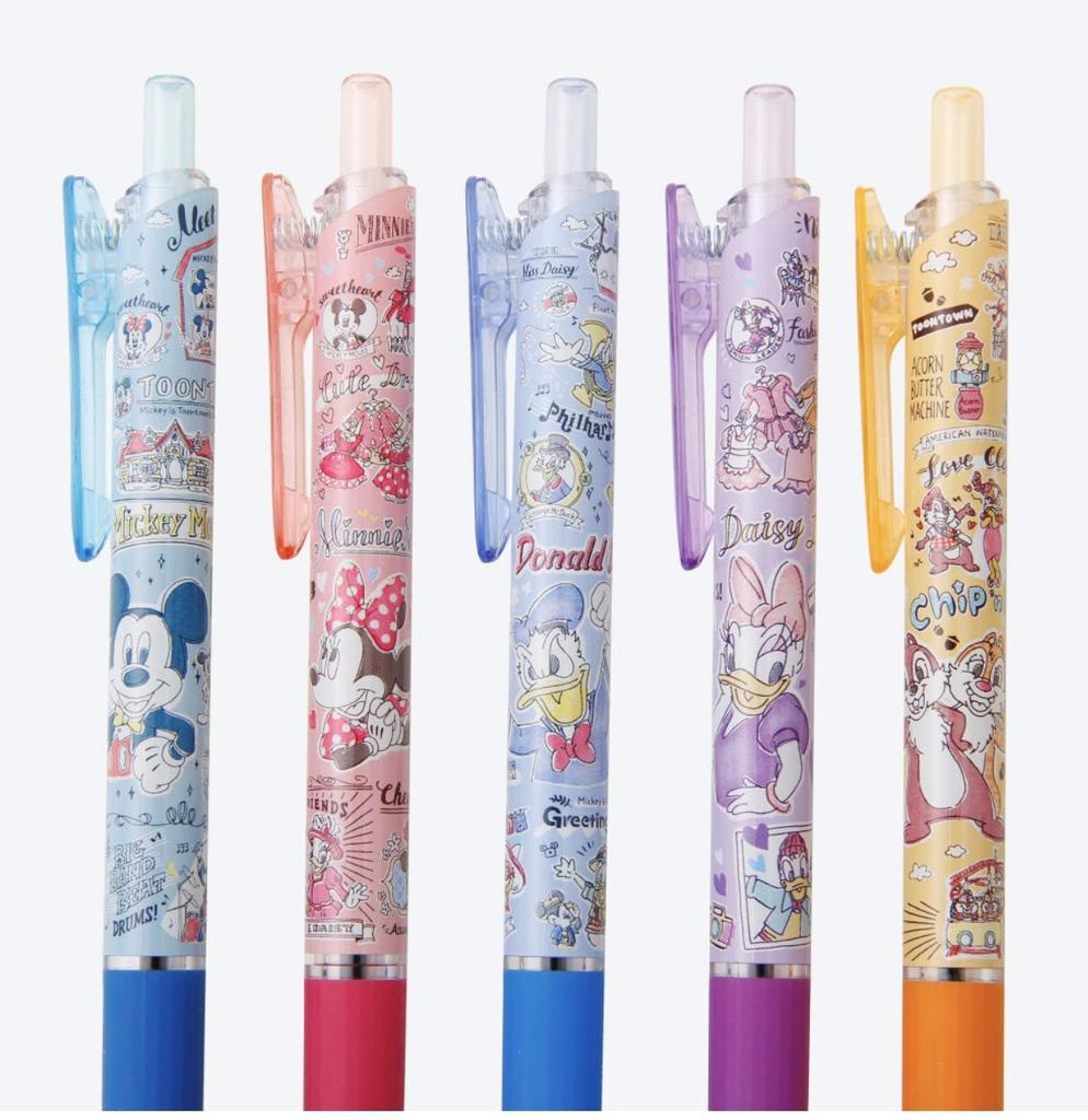 Disney Ballpoint Pen Set of featuring Chip and and more Resort includes five black ballpoint ink 5, Mickey, Minnie, Donald, Daisy, Dale, (Disney