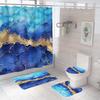 Bathroom Shower Curtain Four-piece Digital Printing Marble Waterproof Shower Curtain Toilet Partition Curtain Bath Mat