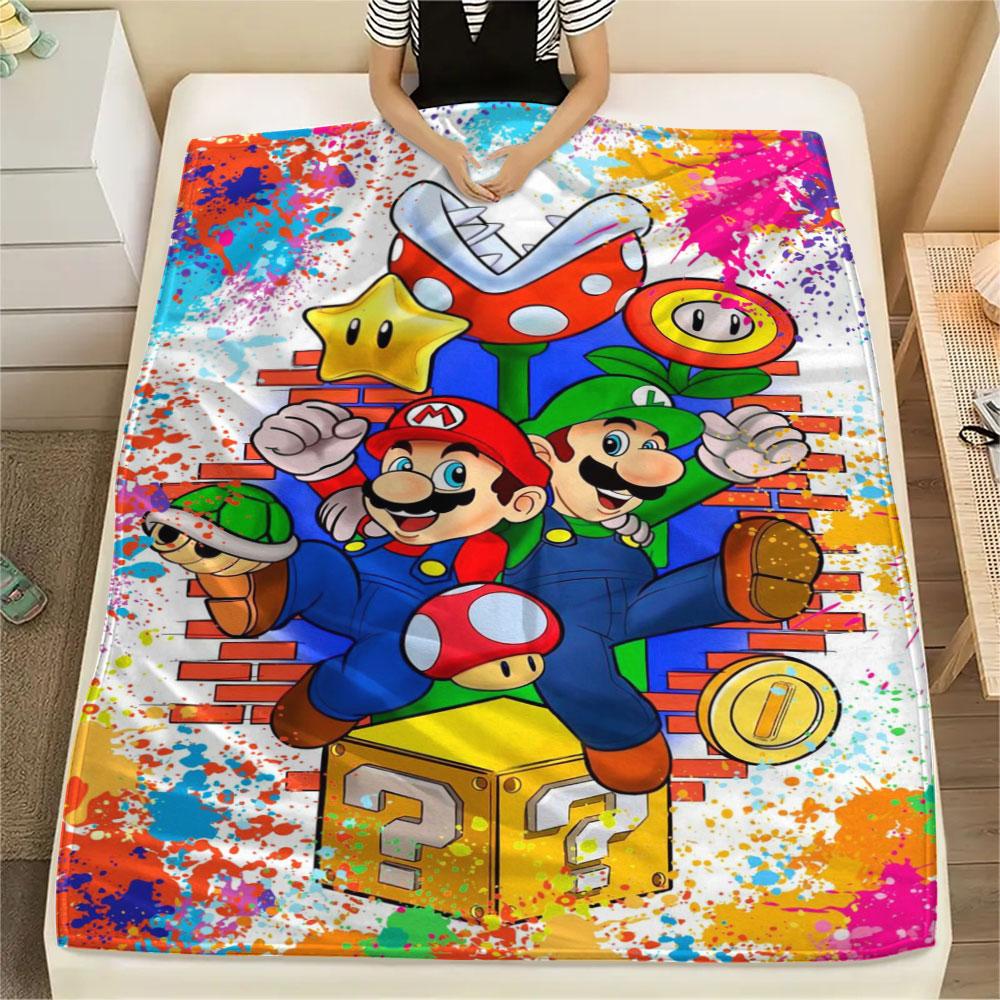 Super Mario Cartoon printing Flannel Blanket Bedroom Sofa Camping Warm blanket Gifts for family and friends-MJ014
