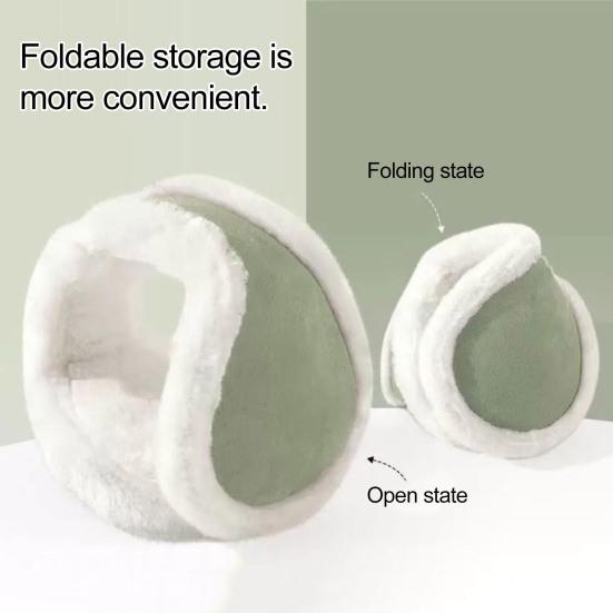 Plush Earmuffs Solid Color Winter Warmth Foldable Plush Ear Muffs with Elastic Adjustable Headband Cold Weather Ear Covers