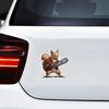 Squirrel With Chainsaw Car Sticker Vinyl Decal Waterproof Rear Window Motorcycle Camper Bumper Truck Laptop Decoration TM319