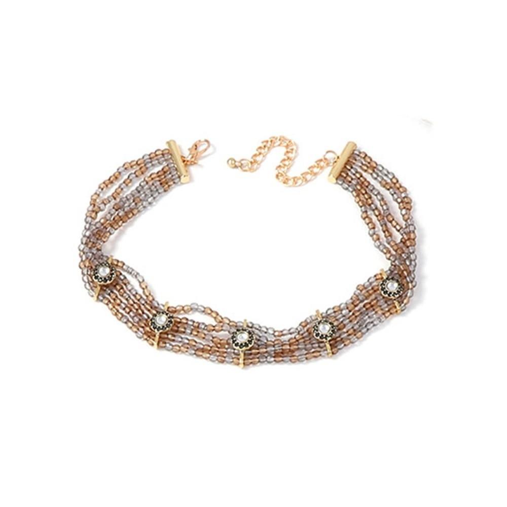 2 PCS Versatile Stacked Beads Necklace 2 Layers Women Collarbone Chain Beaded Choker Necklace  Daily