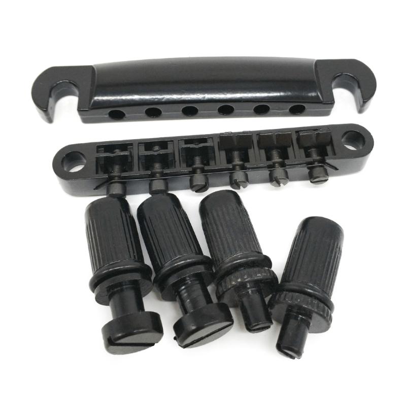Tune O Matic Bridge, Rollers Saddle Tune O-Matic Guitar Bridge with Tailpiece & Studs for LP Guitar Replacements Kits