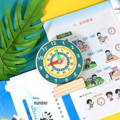 Multifunctional Wooden Teaching Clock for Kids - 12/24 Hour Cognitive Time Model