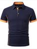Men's Casual Polo Shirts Summer Autumn Solid Color with Contrasting Details Short Sleeve Breathable and Comfortable