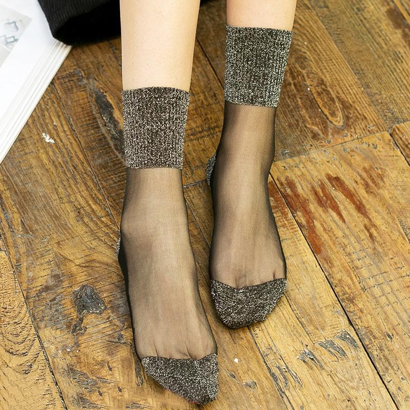 Exquisite Ladies Sexy Lace Fishnet Stockings Transparent Elastic Ankle Glass Socks Mesh Stockings