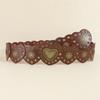 Y2k Cowgirl Waist Belt Wide Side PU Leather Waistbands Love Heart Patchwork Waist  Jeans Decor