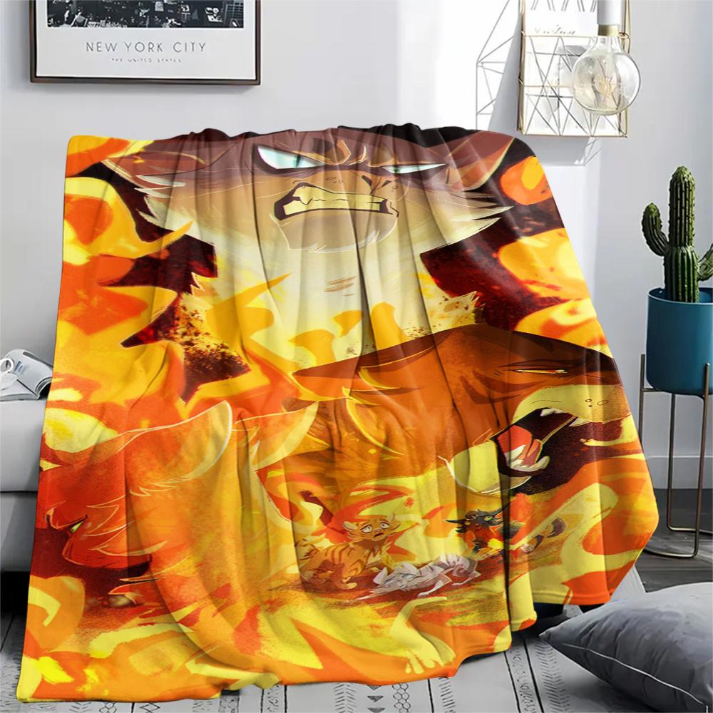 1 Peça Manta de Flanela com Estampa de Guerreiro Gato, Alta qualidade Confortável para Todas as Estações, Decoração de Casa, Calor e Conforto, Perfeita para Presentes de Natal