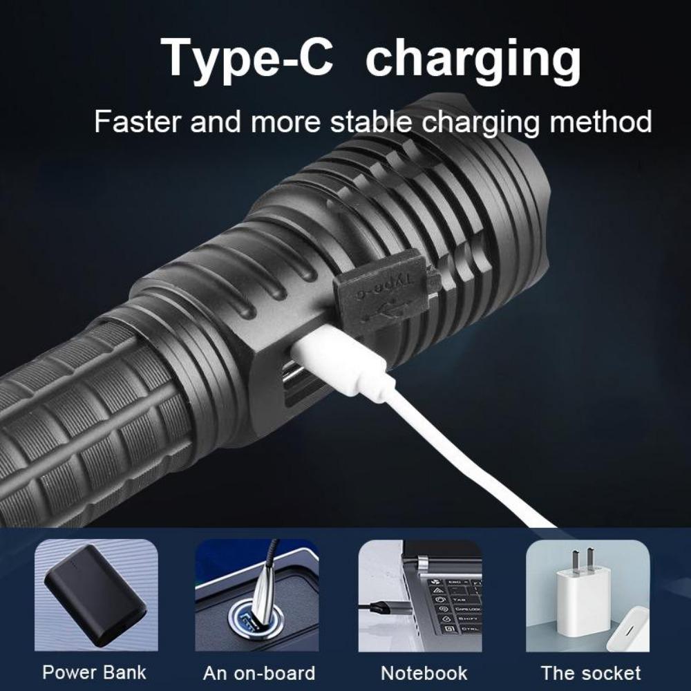 2*28650 Battery 10000mAh High Power LED Flashlights Type-C Rechargeable LED Torch 5000M Ultra Powerful Flashlight Outdoor LED Lantern