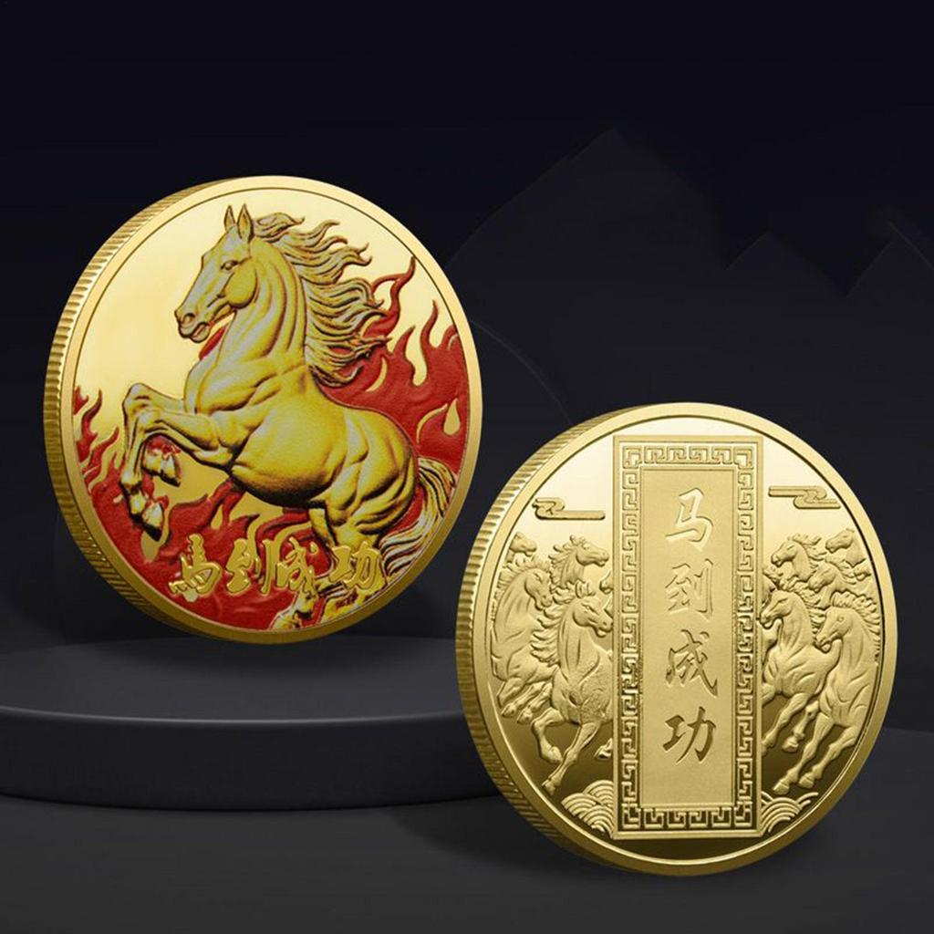 Čínský maskot kůň Pamětní mince Rok koně Suvenýr Štěstí talisman Mince pro sběratele Dárek Přátelé Rodina