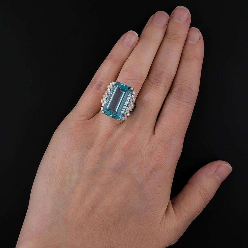 BELLA BOX Luxury Created  Blue Gemstone Rings Wedding Engagement Fine Jewelry New