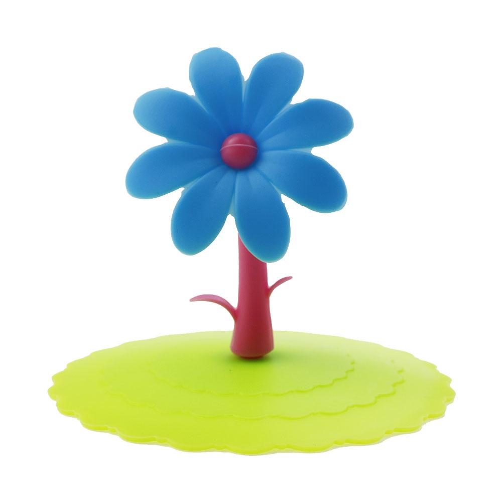 For Better Life 1PC Silicone Water Cup Lid Anti-dust Seals Glass Cap Cover Cute Flowers Adorn Easy To Clean Odorless Handle