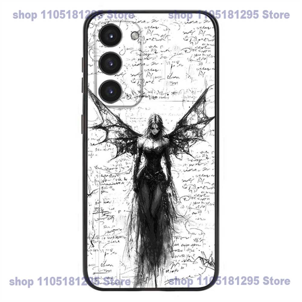 Gothic Cyber Sigil Cross Eyes Skull Phone Case For Samsung Galaxy A32,21s,22,31,52,53,72,73,Note20,8,9,10 Silicone Black Cover