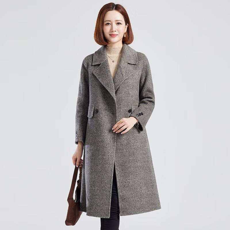 FXZZM25112 Women's 100% Wool Mid-Length Lapel Coat