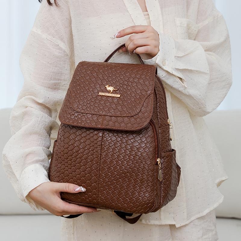 Woven Backpack Women Large Capacity Commuter Backpack Multifunctional Student Schoolbag