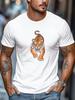 Fierce Tiger Animal Graphic Print Unisexs Crew Neck Short Sleeve Tee Soft Casual Summer Top For Unisex Daily Street Basic Outfit Wear