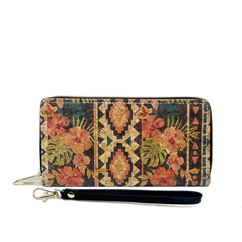 Generation Bohème Holzmaserung langes Reißverschluss Portemonnaie Clutch Tasche Kleingeldfach