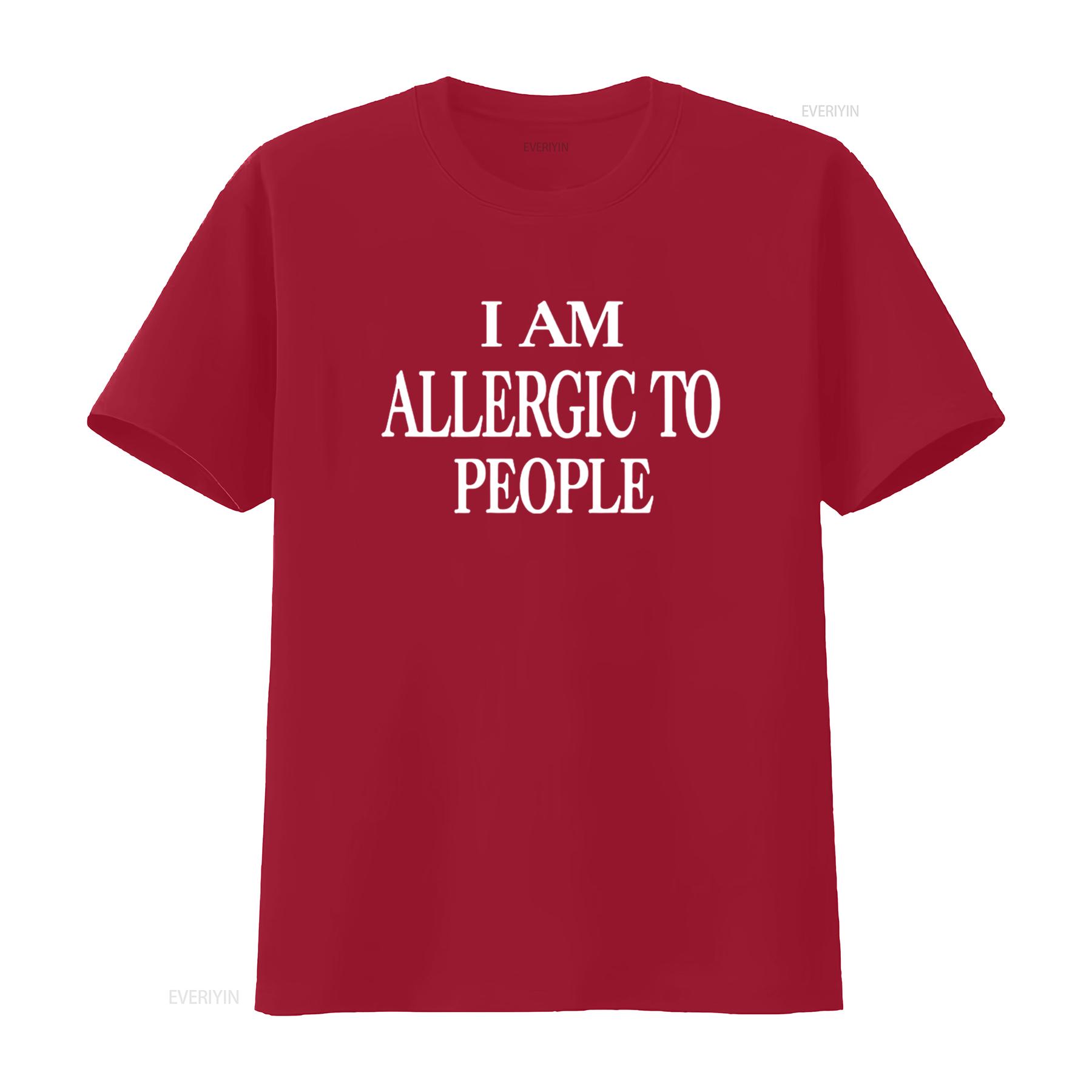 funny i am allergic to PEOPLE Womens T Shirt vintage Washed streetwear Stylish homme Breathable Comfortable Slightly Unisex S