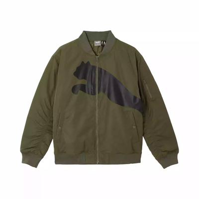 Logo Bomberjacke Retro Sportlich Lässig Reißverschluss Jacke Herrenjacke Olivgrün 687430-79
