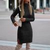 Women's Fashion Autumn and Winter Long Sleeve Soild Color Slim Fit Plus Size Women Sweater Dress