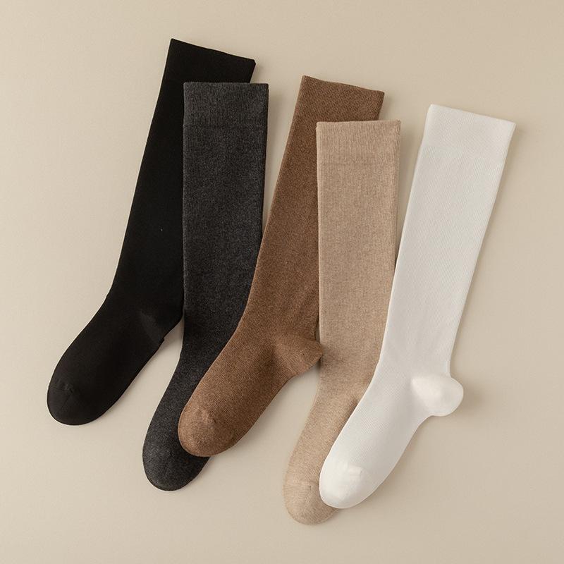 Women Cotton Autumn Winter Long Socks Casual Thick Warm Socks Girl Solid Color JK Women Socks Thin Knee High Socks Stockings